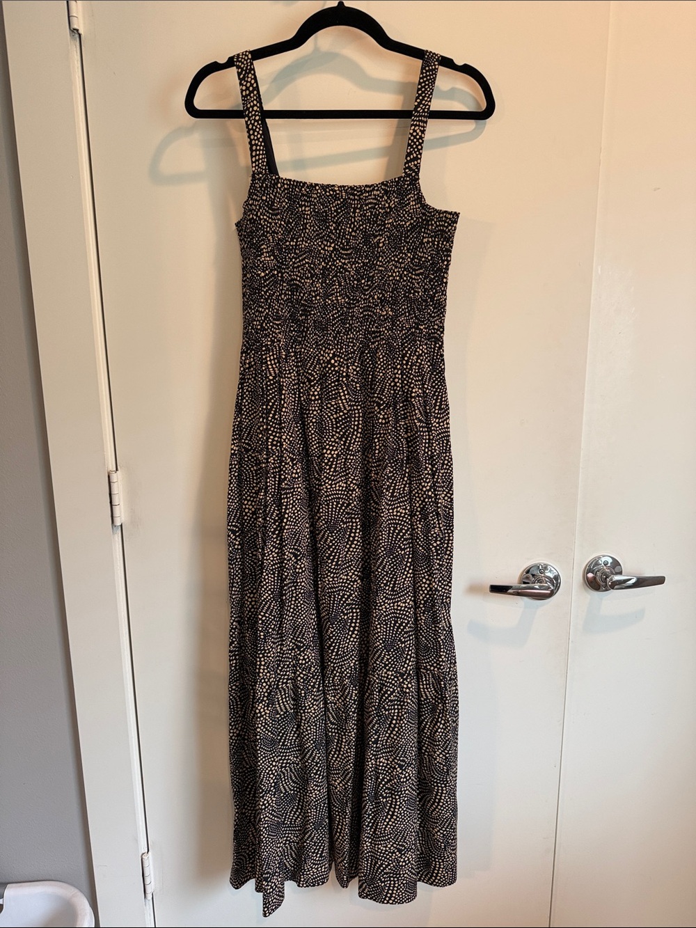 Madewell Black and White Smocked Maxi Dress